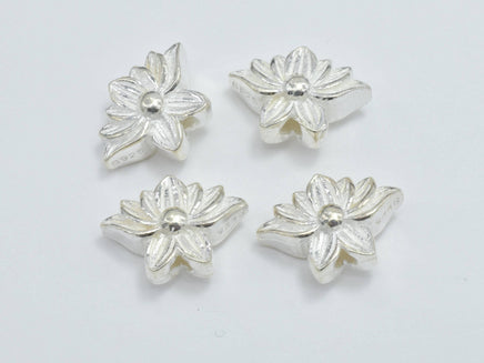 1pc 925 Sterling Silver Bead, Lotus Flower, 12x9mm, 4.7mm Thick-RainbowBeads