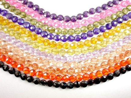 CZ bead, 6 mm Faceted Coin Beads-RainbowBeads