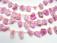 Raw Druzy Quartz Geode - Coated Pink, Approx. 15x20mm Nugget-RainbowBeads