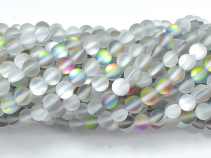 Matte Mystic Aura Quartz-Silver, Rainbow, 6mm-RainbowBeads