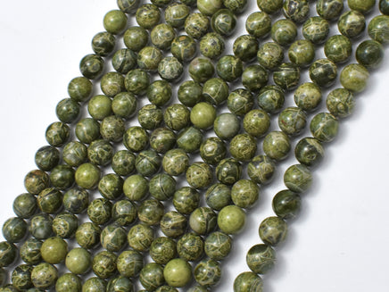 Alligator Skin Jasper Beads, Green Brecciated Jasper, Round, 6mm-RainbowBeads