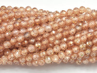 Cubic Zirconia - Light Champagne, CZ beads, 4mm, Faceted-RainbowBeads
