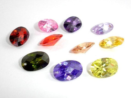 CZ beads, Faceted Oval Beads-RainbowBeads