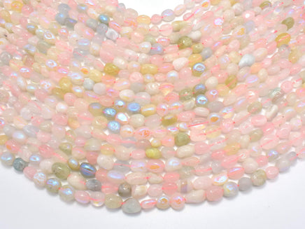 Mystic Coated Beryl, Aquamarine, Morganite, Heliodor, AB Coated, 6x8 Nugget-RainbowBeads