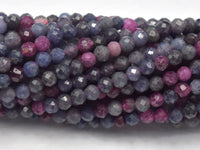Blue Sapphire, Ruby, 3mm (3.3mm) Micro Faceted Round-RainbowBeads