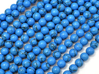 Howlite Turquoise Beads, Blue, 6mm Round Beads-RainbowBeads