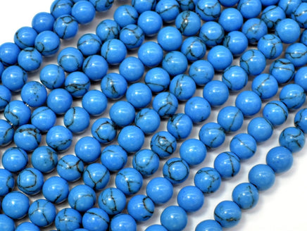 Howlite Turquoise Beads, Blue, 6mm Round Beads-RainbowBeads