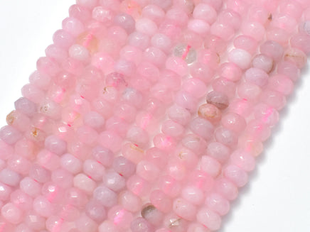 Madagascar Rose Quartz Beads, 4x6mm (3.5x5.5mm) Faceted Rondelle-RainbowBeads