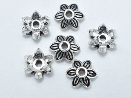 8pcs 925 Sterling Silver Bead Caps-Antique Silver-RainbowBeads