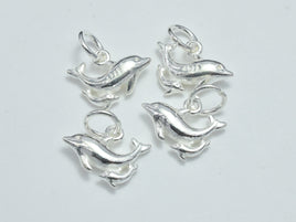 2pcs 925 Sterling Silver Charms, Dolphin Charms, 13x9mm-RainbowBeads
