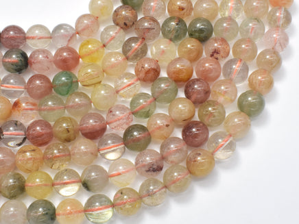 Mixed Rutilated Quartz, 8mm (8.5mm) Round-RainbowBeads