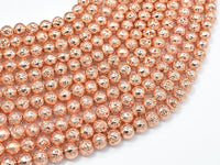 Lava-Copper Plated, 6mm (6.7mm) Round Beads-RainbowBeads