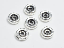 4pcs 925 Sterling Silver Beads-Antique Silver, 6.8mm Rondelle Beads, Big Hole Spacer Beads, 6.8x2.2mm-RainbowBeads