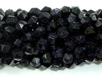 Blue Goldstone Beads, 8mm (7.5mm) Star Cut Faceted Round-RainbowBeads
