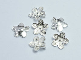 4pcs 925 Sterling Silver Flower Charms, 9.5mm-RainbowBeads