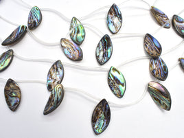 Abalone 13x25mm Curved Marquise Beads, Side Drilled, 14 Inch-RainbowBeads