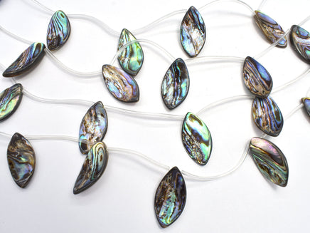 Abalone 13x25mm Curved Marquise Beads, Side Drilled, 14 Inch-RainbowBeads