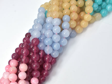 Jade Beads-5 color, 8mm (8.3mm) Round Beads-RainbowBeads