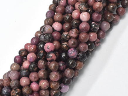 Rhodonite Beads, Round, 6mm (6.5mm)-RainbowBeads