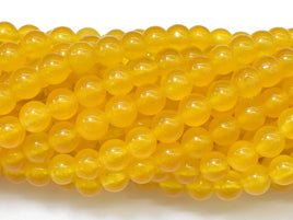 Jade Beads-Yellow, 6mm (6.3mm) Round Beads-RainbowBeads