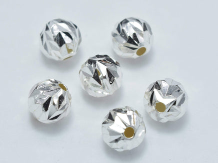 6pcs 6mm 925 Sterling Silver Beads, 6mm Faceted Round Beads-RainbowBeads
