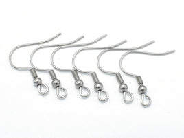 Stainless Steel Earring Hooks, 19mm, 25 pairs-RainbowBeads