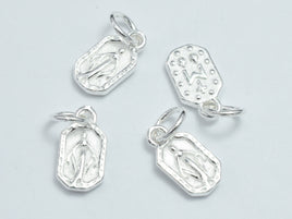 2pcs 925 Sterling Silver Charms, Mother Mary Charm, 9.5x6.4mm-RainbowBeads