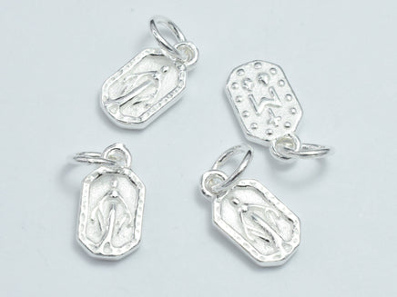 2pcs 925 Sterling Silver Charms, Mother Mary Charm, 9.5x6.4mm-RainbowBeads