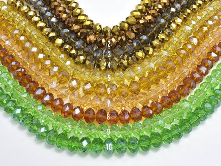 2 strands Crystal Glass Beads, 6x8mm Faceted Rondell Beads, 8 Inch-RainbowBeads