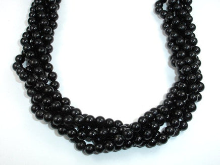 Black Tourmaline Beads, Round, 6mm-RainbowBeads