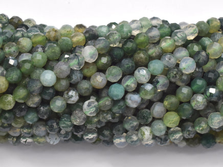 Moss Agate Beads, 3.6mm Micro Faceted Round-RainbowBeads
