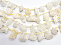 Raw Druzy Quartz Geode - White, Approx. 15x20mm Nugget-RainbowBeads