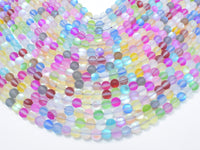 Matte Mystic Aura Quartz-Multi, 6mm (6.5mm) Round Beads-RainbowBeads