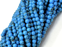 Turquoise Howlite Beads, Blue, 4mm Round Beads-RainbowBeads