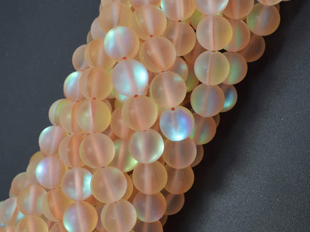 Matte Mystic Aura Quartz-Champagne, 8mm (8.5mm) Round-RainbowBeads