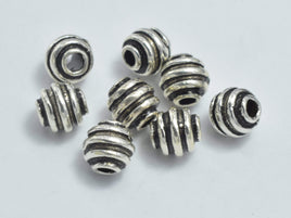 8pcs 925 Sterling Silver Beads-Antique Silver, 3.8mm Round Bead-RainbowBeads