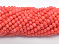 Salmon Pink Coral Beads, Angel Skin Coral, Round, 4mm-RainbowBeads