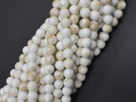 White Howlite, Round, 6mm, 15.5 Inch-RainbowBeads