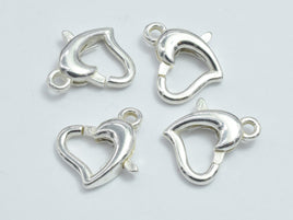 2pc 925 Sterling Silver Clasp, Heart Clasp, 10x9mm-RainbowBeads