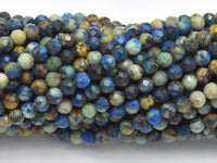 Natural Azurite, 3mm Micro Faceted Round Bead-RainbowBeads