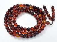 Amber Resin-Red, 8mm Round Beads, 33 Inch, Approx 108 beads-RainbowBeads