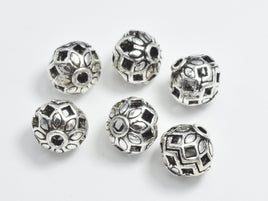 2pcs 925 Sterling Silver Beads-Antique Silver, 8x7mm Rondelle Beads, Filigree Spacer Beads-RainbowBeads