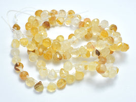 Yellow Quartz Beads, 7.5mm Faceted Teardrop Beads-RainbowBeads