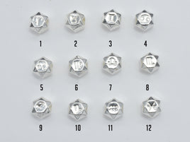 1pc 925 Sterling Silver Astrology Sign Beads, 7.8mm, Hexagon Beads, Zodiac Sign Beads, Big Hole 2.8mm-RainbowBeads