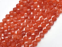 Jade - Orange Red, 8mm Faceted Star Cut Round, 15 Inch-RainbowBeads