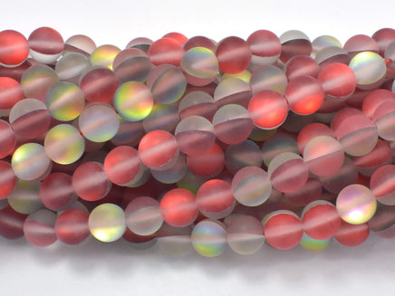 Matte Mystic Aura Quartz-Red, Rainbow, 8mm Round-RainbowBeads