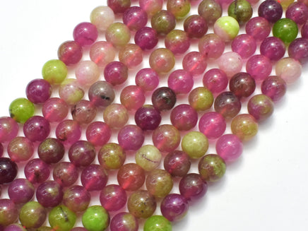 Jade - Pink, Green, 8mm, Round-RainbowBeads