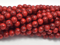 Red Howlite Beads, 8mm Round Beads-RainbowBeads