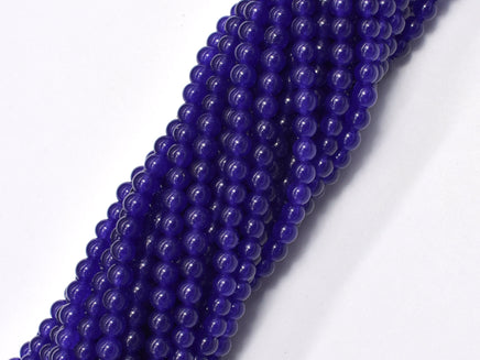 Malaysia Jade - Dark Purple, 4mm (4.4mm), Round-RainbowBeads