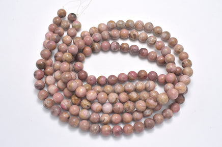Rhodonite Beads, Light Pink, 8mm, Round Beads-RainbowBeads